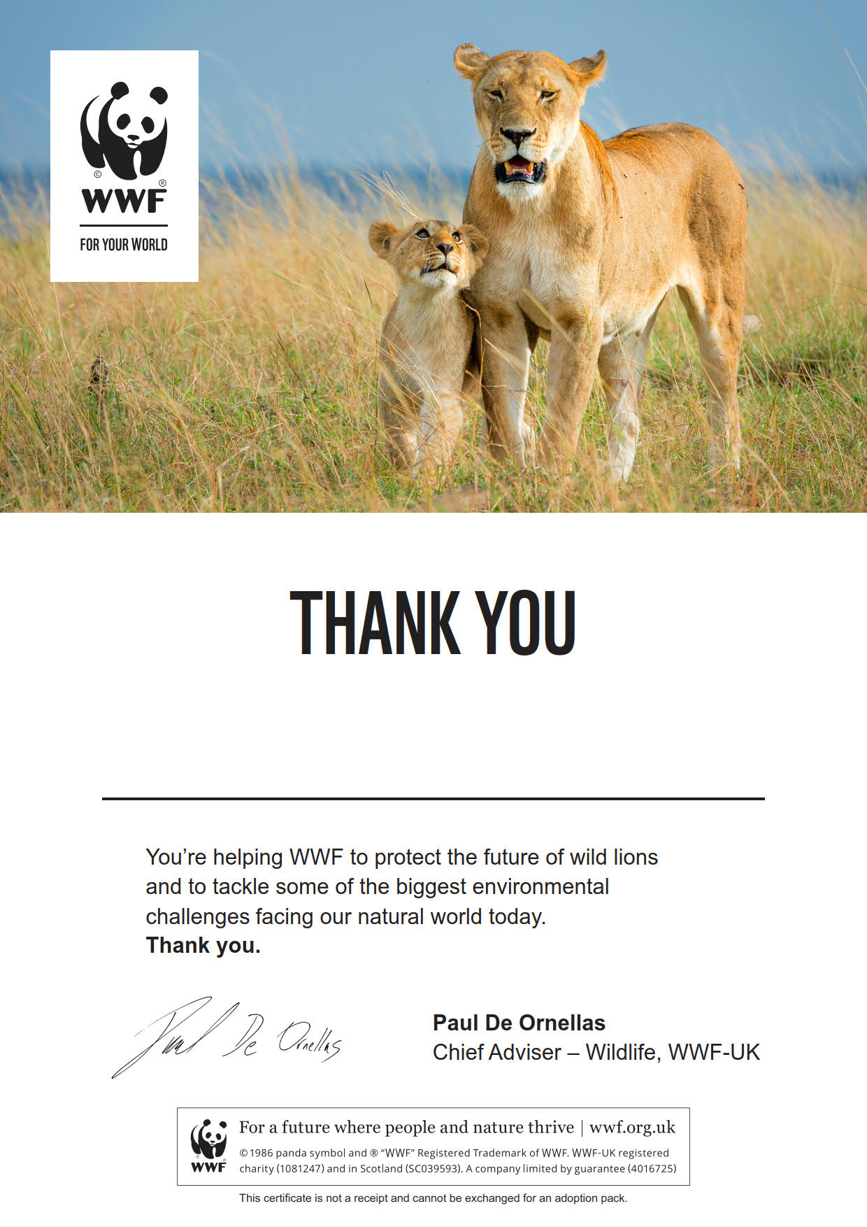 Adopt a Lion WWF